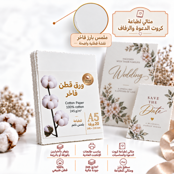 ورق قطنيA5 ابيض (245جرام)