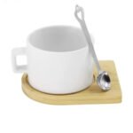 كوب حراري (مع قاعدة خشبية وملعقة)